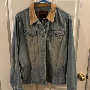 Ralph Lauren Jeans Company Women's Denim Jacket with Corduroy Collar ~ Large